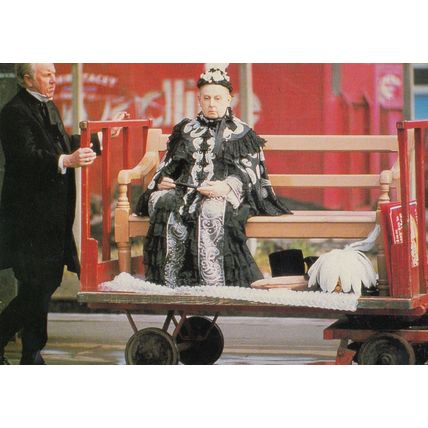 Queen Victoria Waxwork Wheeled Around London On Cart Madame Tussauds Postcard