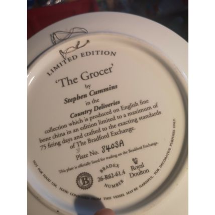 Royal Doulton The Grocer Plate Country Deliveries Series