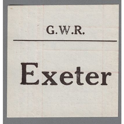GREAT WESTERN RAILWAY LUGGAGE LABEL - EXETER (Lwr case, Large)
