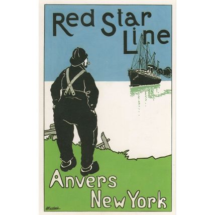 Red Star Line Ship Anver To New York Voyage Advertising Postcard