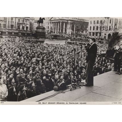 Billy Graham in Trafalgar Square 1954 London Tucks RPC Postcard