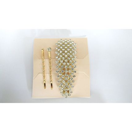 Crystal snap clip hair barrette with bobby pins for fine thin hair