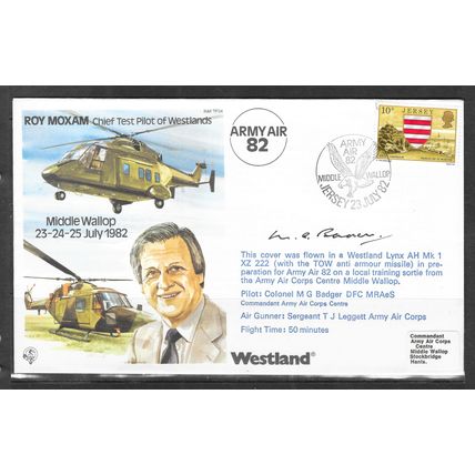 GB JERSEY 1982 COVER RAF ARMY AIR CORP MIDDLE WALLOP SIGNED WESTLAND HELICOPTERS