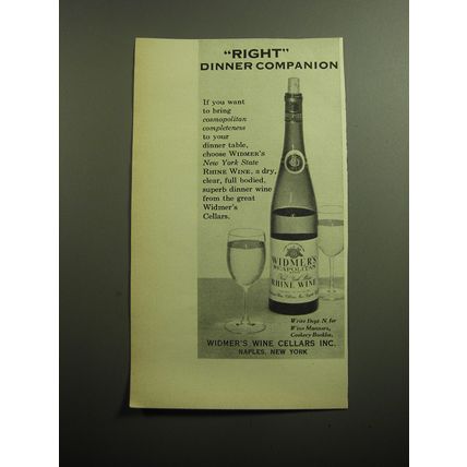 1958 Widmer's Neapolitan Rhine Wine Ad - Right dinner companion