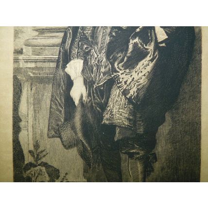Antique 18C Van Dyck Woodcut Print Portrait D'Homme Munich A.Quantin 30 x 18.5cm