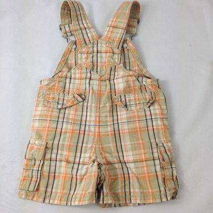 Koala Kids Overall Shorts Boy Infant Tan Plaid Size 12 Months