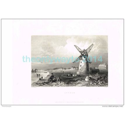LYTHAM, LANCASHIRE, ENGLAND, BARTLETT-WALLIS, BOOK ENGRAVING, c1850
