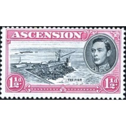 Ascension KGVI 1953 1½d Black & Bright Rose Carmine NHM SG 40f Sc 55a stamp