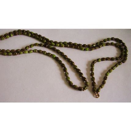 Vintage Retro Murano Green Agate Scottish Pebble Glass Bead 52" Necklace