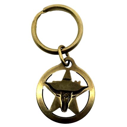Vintage MARLBORO Keychain Longhorn Steer Star Logo Fob Advertising Cigarettes