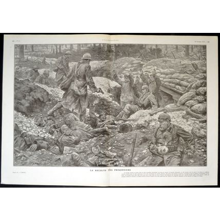 COLLECTION OF PRISONERS 1915 José Simont FRANCE WORLD WAR I PRINT