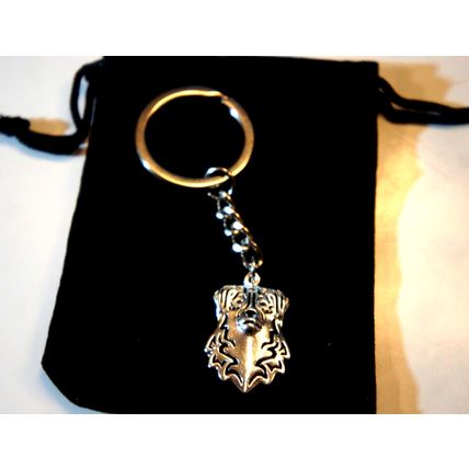 AUSTRALIAN SHEPHERD DOG KEY RING WITH KEY CHAIN & VELVET GIFT BAG