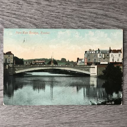New Exe Bridge Exeter 1906 stampedcValentines USED Postcard VGC