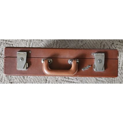 Vintage Brown Travel Joy Wood? Small Suitcase or Large Briefcase with Key