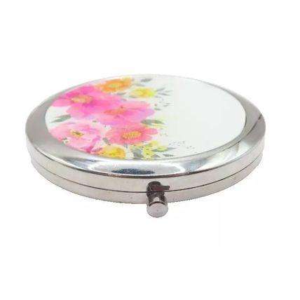Floral Compact Mirror Round with Snap Open/Close Button Mothers Day Gift