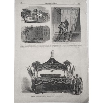 Harpers Weekly Full Page Civil War Lincoln Assassination Funeral Casket May 1865