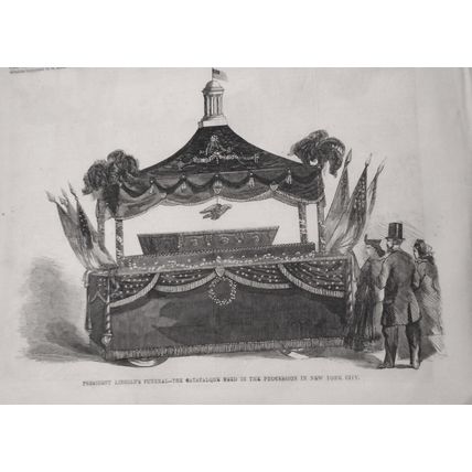 Harpers Weekly Full Page Civil War Lincoln Assassination Funeral Casket May 1865