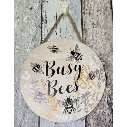Wooden Busy Bees Hanging Wall Plaque Sign Home Decoration Picture Quote Wooden
