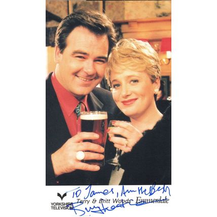 Terry & Britt Woods Emmerdale Hand Signed Cast Photo