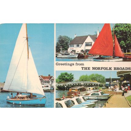 Postcards Norfolk Broads multiviews x3. Job lot