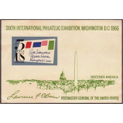 USA 1966 6th IPEX 5c SS UNUSED - damaged gum @B685
