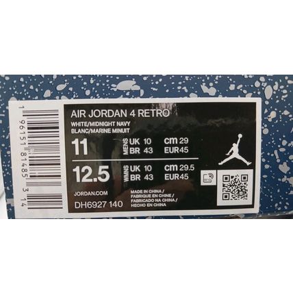 Jordan 4 Retro Men's White Midnight Navy Sneakers DH6927-140