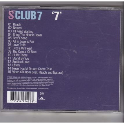 S Club 7 : '7'. (2000) CD album