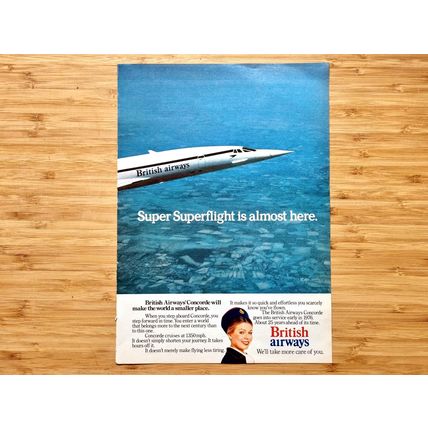 Original Vintage British Airways Concorde Advertisement 1976