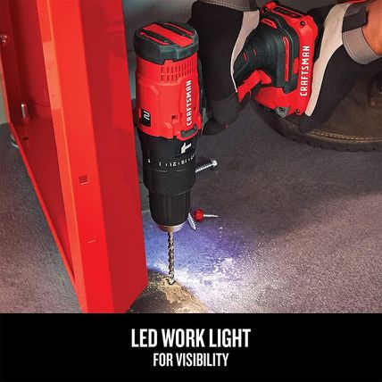 CRAFTSMAN V20 Cordless Hammer Drill Kit, 1/2 Inch, 2 Batteries and Charger Inclu