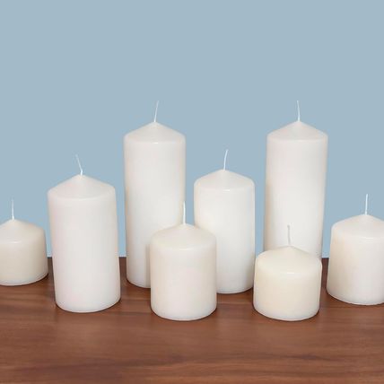 Stonebriar Unscented White Tall Pillar Candles, 80 Hour Burning Candle Pillars,