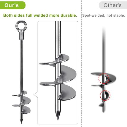 24'' Ground Anchors Screw in - Heavy Duty Trampoline Anchors -Shed Anchor Kit -