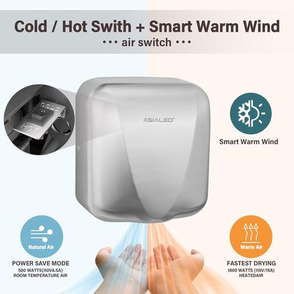 Commercial Hand Dryer for Bathroom,Automatic Electric 1800W High Speed Smart War