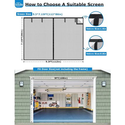 Innhom Magnetic Garage Door Screen for 1 Car Garage, 9X7 FT Double Door Magnetic