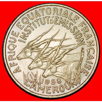 Ⰶ FRANCE: FRENCH EQUATORIAL AFRICA CAMEROON★ 10 FRANCS 1958★LOW START★NO RESERVE