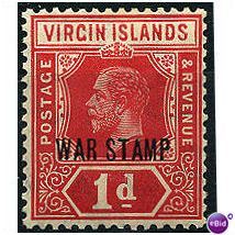 Virgin Islands 1916 WAR STAMP SG78 1d Carmine Mtd Mint