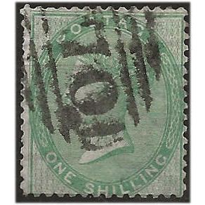1856 SG73 1/- Pale Green Good/Fine Used .. .