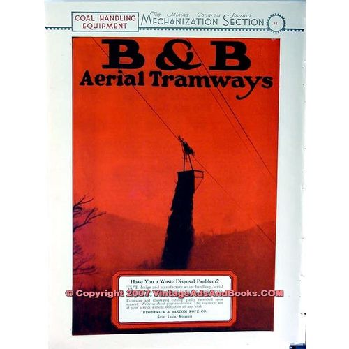 BRODERICK BASCOM ROPE COMPANY 1928 aerial tramways vintage ad