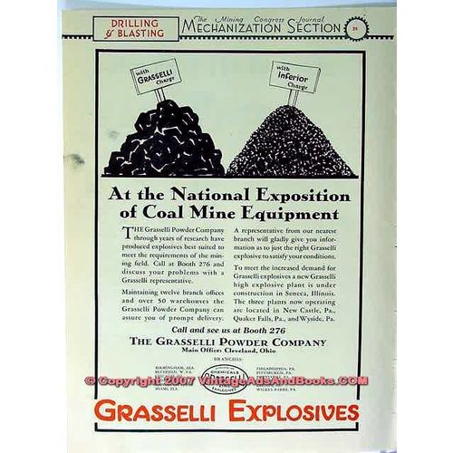 GRASSELLI POWDER COMPANY 1928 coal mining explosives vintage ad