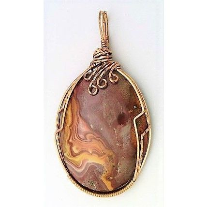 Mookaite Jasper Bronze Wire Wrap Gemstone Pendant 19