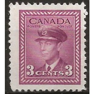 Canada 1943 SG378 3c Purple Mounted Mint .