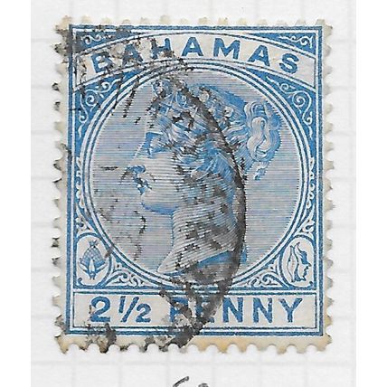 BAHAMAS 1884 QV 2.5d TWO PENCE HALFPENNY WMK CA USED CDS SG51 51 SG