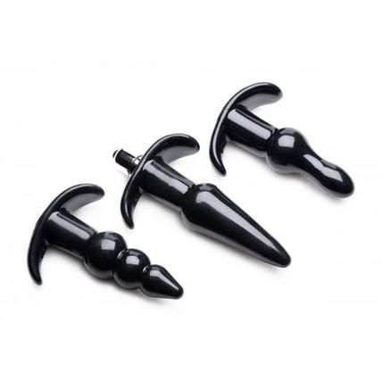 Thrill Trio Anal Plug Set Black 3 Butt Plugs Ass Play Frisky Vibrating Vibrator