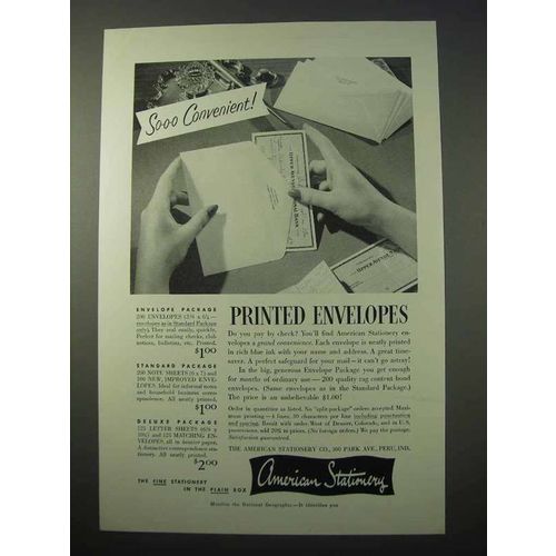 1951 American Stationery Ad - Printed Envelopes