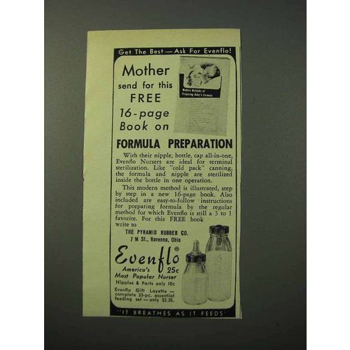 1951 Evenflo Nursers Ad - Nipple, Bottle, Cap