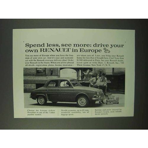 1959 Renault Dauphine Ad - Spend Less, See More