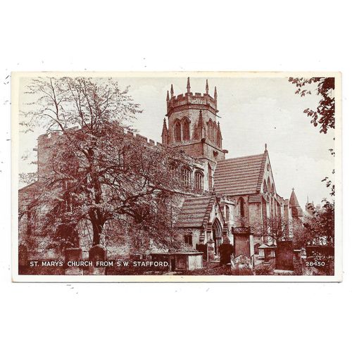 SUPERB REAL PHOTOGRAPHIC POSTCARD OF ST.MARY'S CHURCH STAFFORD FROM S.W.(2899)