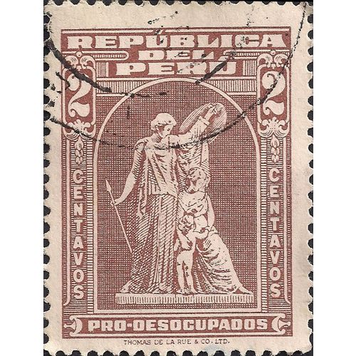 PERU, Desocupado, printer de la Rue, brown 1951, 2 centavos, #2