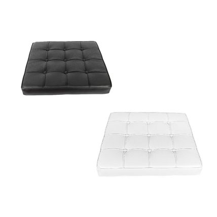 Black/White Genuine Ital Leather Replacement Cushion for Pavilion Style Ottoman