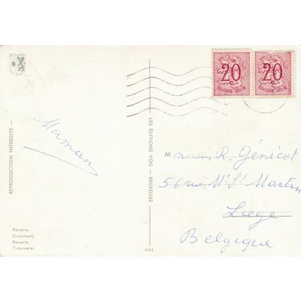 Reverie Belgium Postcard posted VGC