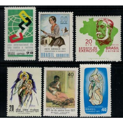 ZAYIX - 1971 Brazil - 6 Different Stamps MNH Angels Art Holy Family 021322S57M